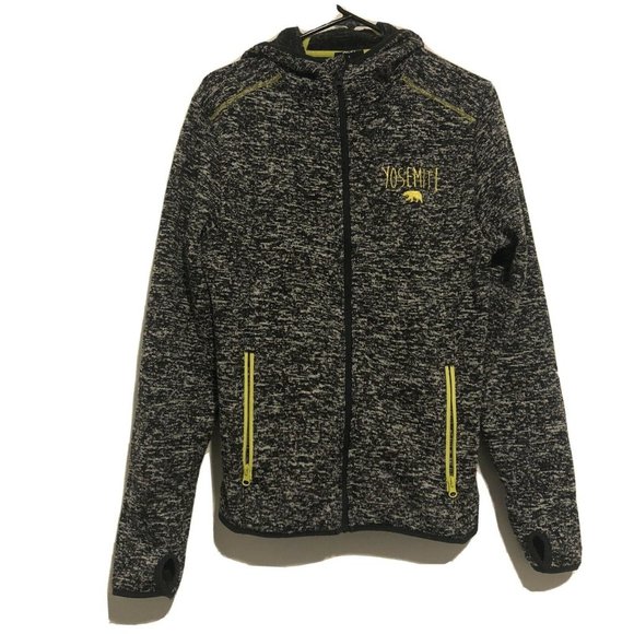 Gray Zip Up Yosemite Bear Hoodie Yellow Accents Women’s Large - Picture 1 of 12